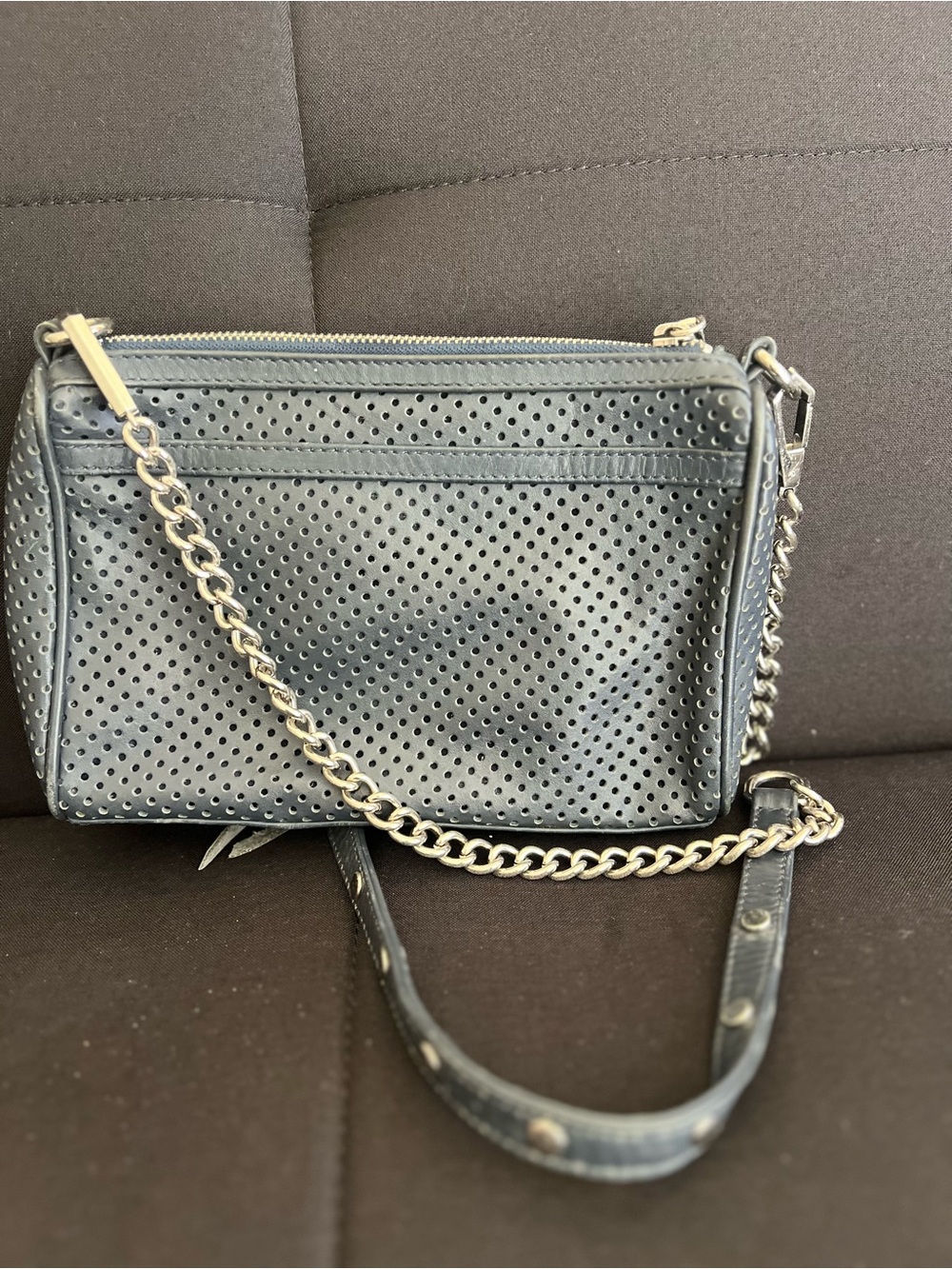 Rebecca Minkoff Perforated Leather Crossbody in Navy - Picture 3 of 6